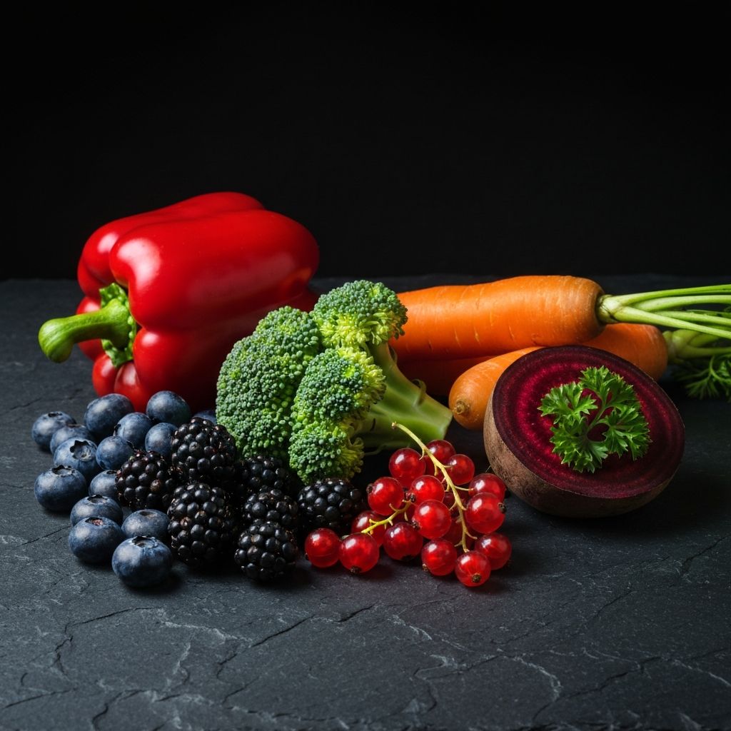 Antioxidant-rich dark berries and vegetables